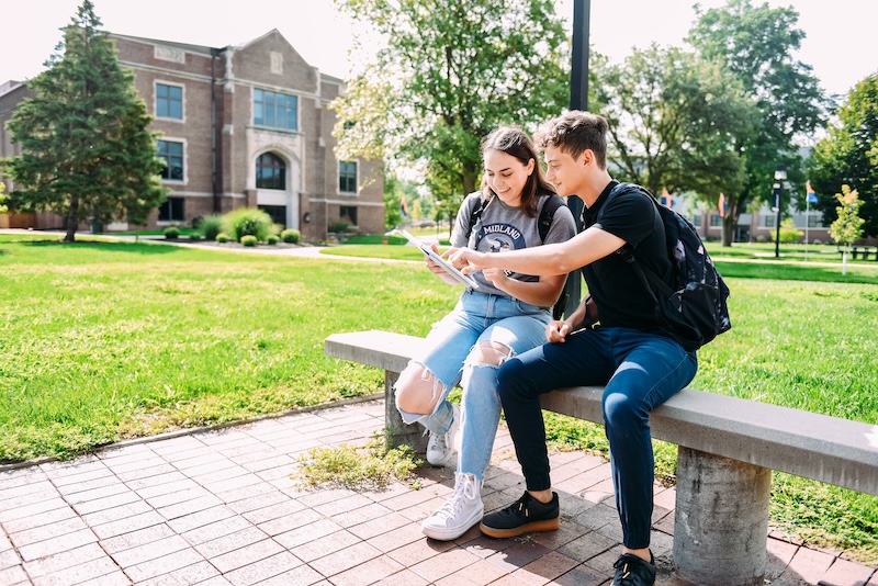 Midland University Students Walking on Campus